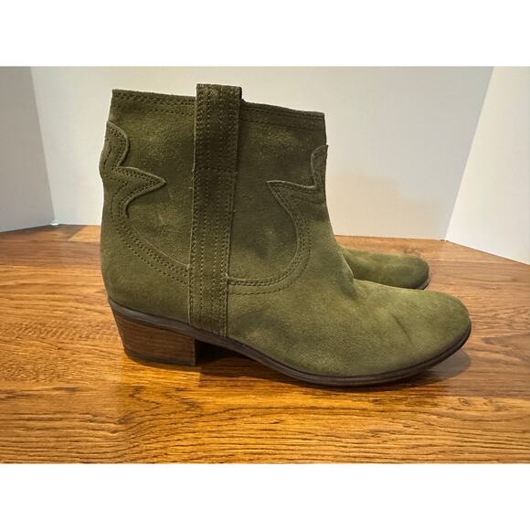Lucky Brand Women's Terra Western Boot - Olive Green Suede, Sz 9.5 Western Chic - Picture 2 of 9